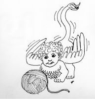 sphinx cub with yarn